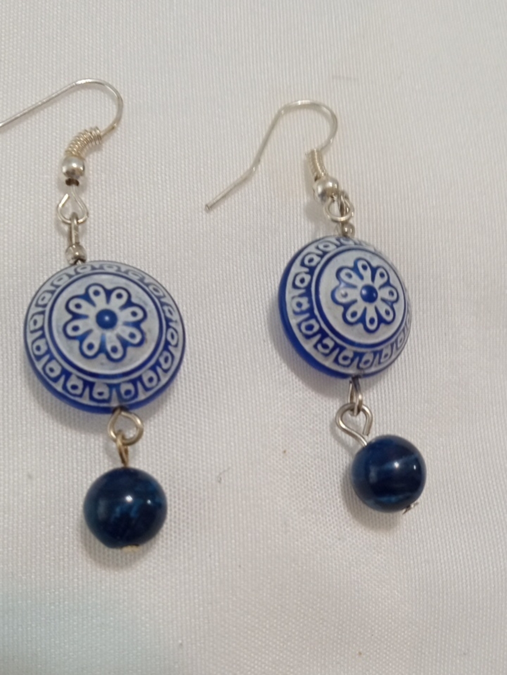 Blue Floral Drop Earrings - Women Jewelry